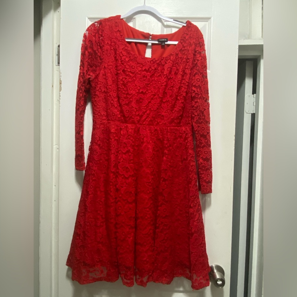 Torrid-Red Lace Dress. Size 1. Great for the holidays.